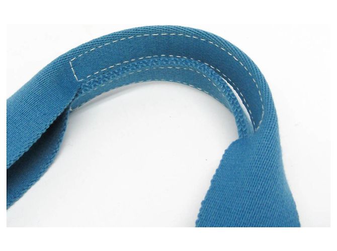 Hermès Cannes MM Baumwoll-Canvas Tote Bag Weiß Blau - Ansicht 13