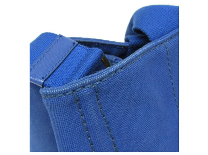 Prada Canapa Medium Size Canvas Shoulder/Tote Bag Blue - view 10