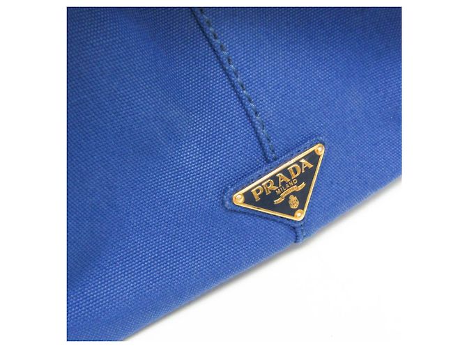 Prada Canapa Medium Size Canvas Shoulder/Tote Bag Blue - view 11