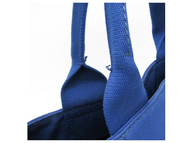 Prada Canapa Medium Size Canvas Shoulder/Tote Bag Blue - view 13