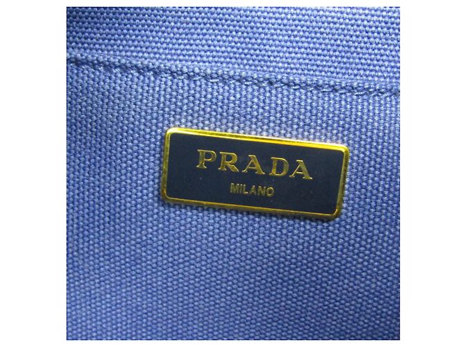 Prada Canapa Medium Size Canvas Shoulder/Tote Bag Blue - view 15