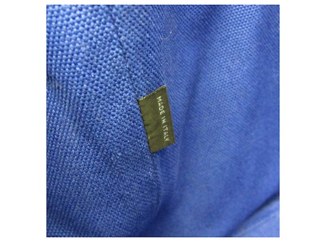 Prada Canapa Medium Size Canvas Shoulder/Tote Bag Blue - view 16