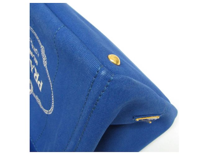 Prada Canapa Medium Size Canvas Shoulder/Tote Bag Blue - view 6