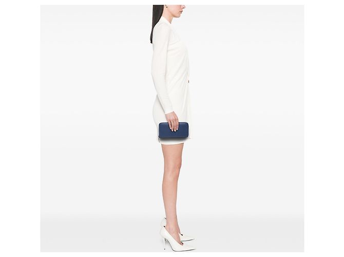 Silk In Hermès Klassischer langer Geldbeutel aus blauer Epsom-Seide Dunkelblau - Ansicht 7