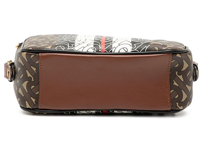 Borsa a tracolla in E-Canvas a strisce con monogramma TB marrone di Burberry - vista 3