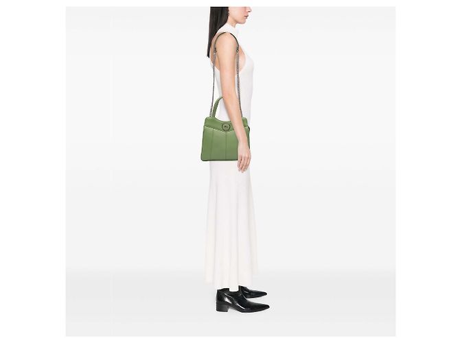 Gucci Piccola Tote GG in Pelle Verde Verde chiaro - vista 11