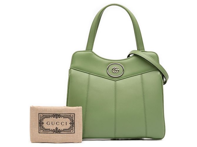 Gucci Piccola Tote GG in Pelle Verde Verde chiaro - vista 12
