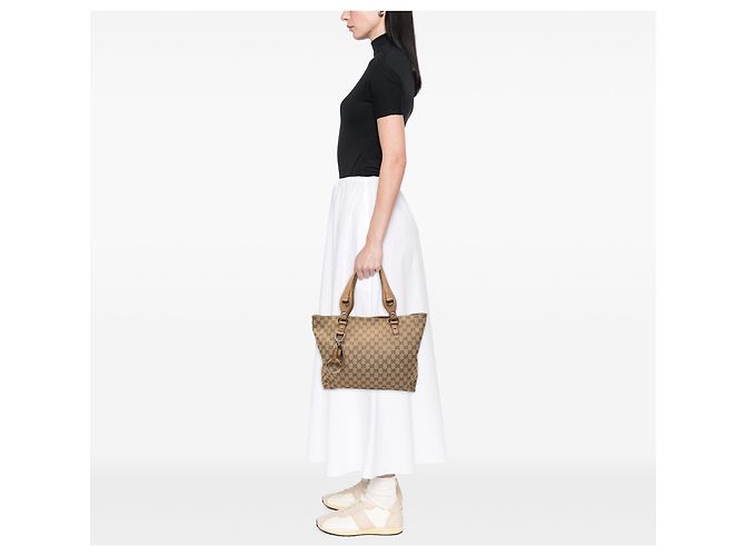 Gucci Braune GG Canvas Icon Bit Tote Beige - Ansicht 7