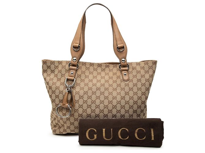 Gucci Braune GG Canvas Icon Bit Tote Beige - Ansicht 8