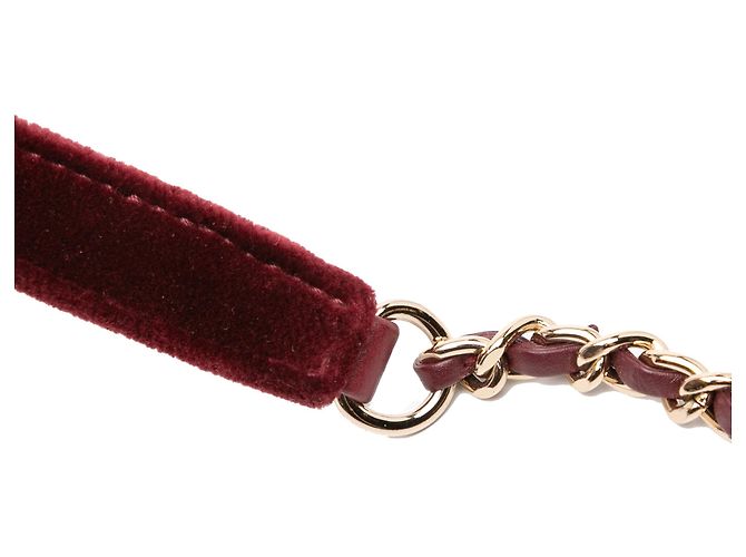 Chanel Rote Mini-Velours-Kristall-Perlen-Bucket-Bag Bordeaux - Ansicht 8