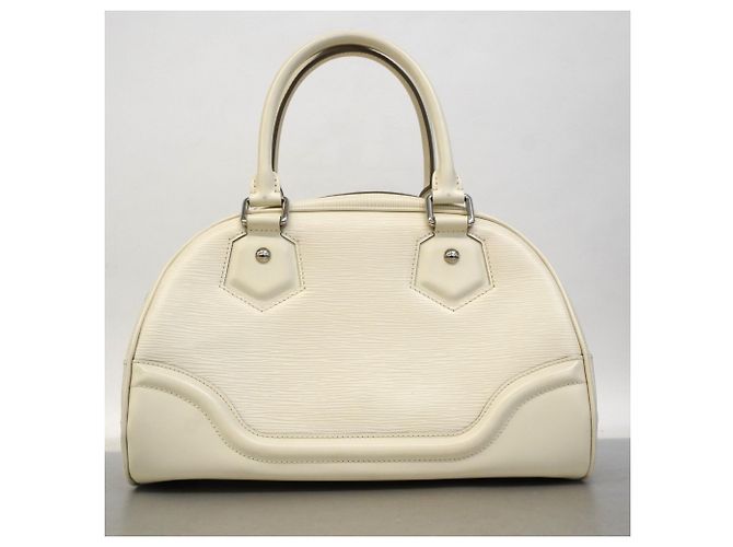 Borsa a mano Bowling Montaigne PM in Epi Louis Vuitton Bianco sporco - vista 13
