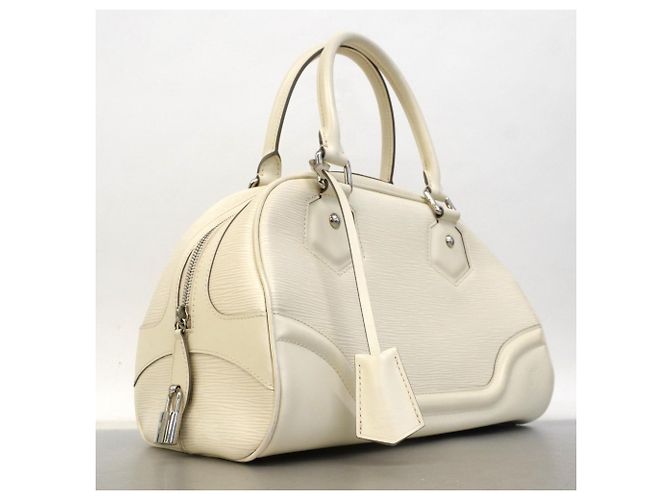 Borsa a mano Bowling Montaigne PM in Epi Louis Vuitton Bianco sporco - vista 2