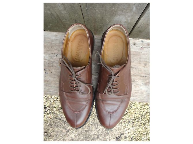 Autre Marque Derby Clerget in pelle marrone - vista 4