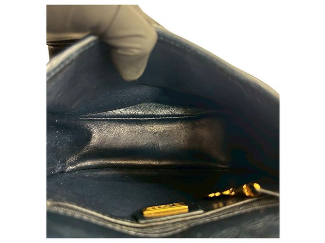 Pochette in pelle con logo GG vintage di Gucci Rosso Blu navy - vista 9