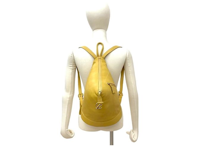 Zaino in pelle con logo Anagram Loewe in giallo - vista 2