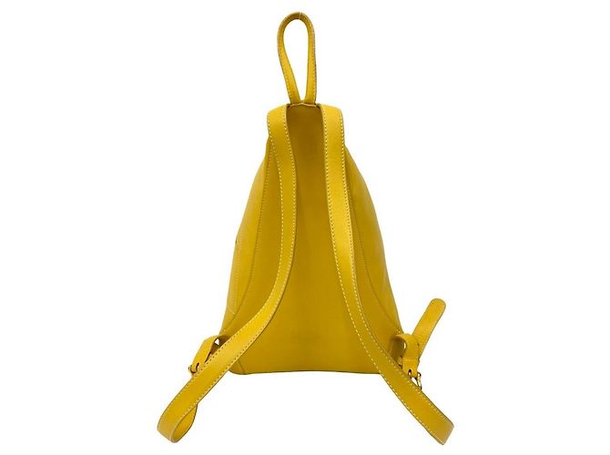 Zaino in pelle con logo Anagram Loewe in giallo - vista 3