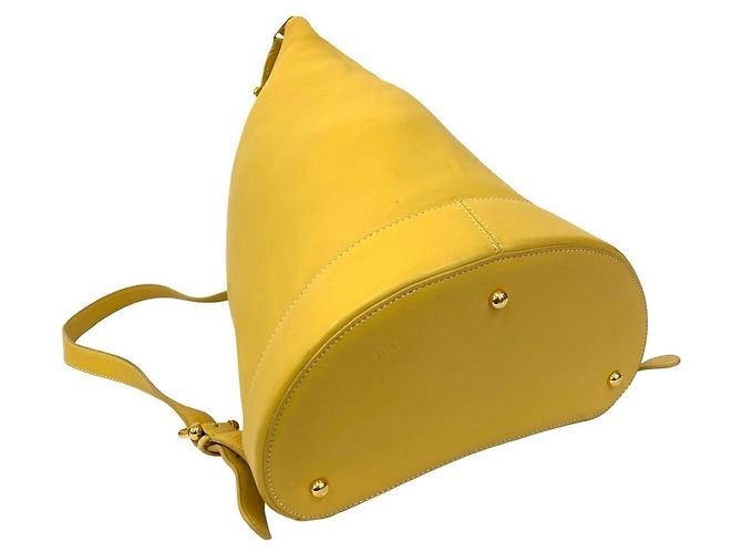 Zaino in pelle con logo Anagram Loewe in giallo - vista 7