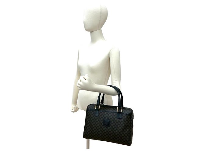 Céline Borsa in pelle con logo Triomphe Macadam di CELINE / Borsa Boston Marrone Nero - vista 2