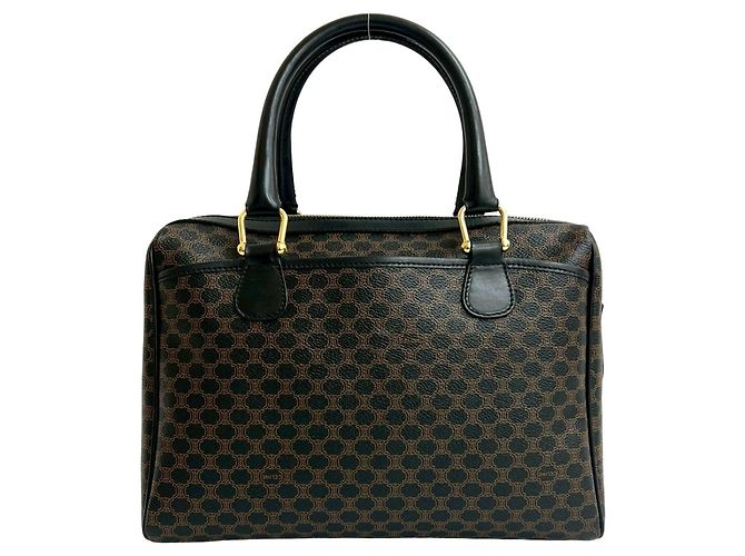 Céline Borsa in pelle con logo Triomphe Macadam di CELINE / Borsa Boston Marrone Nero - vista 3