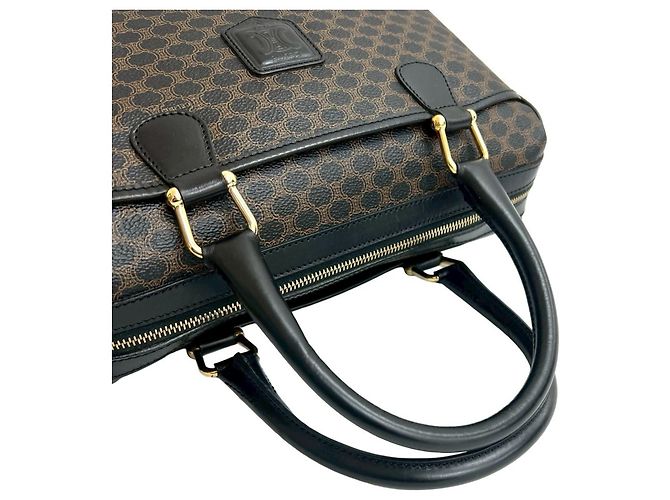 Céline Borsa in pelle con logo Triomphe Macadam di CELINE / Borsa Boston Marrone Nero - vista 4