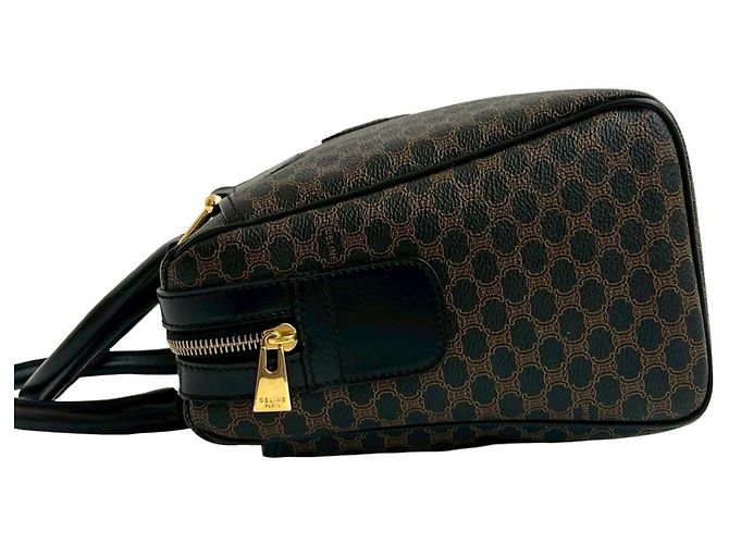 Céline Borsa in pelle con logo Triomphe Macadam di CELINE / Borsa Boston Marrone Nero - vista 5