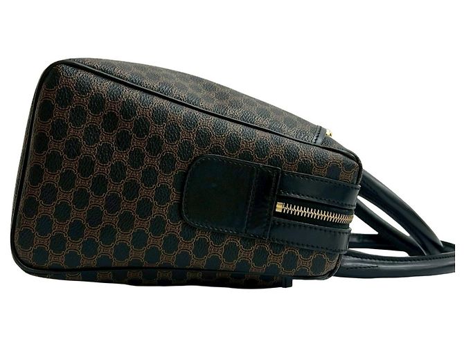 Céline Borsa in pelle con logo Triomphe Macadam di CELINE / Borsa Boston Marrone Nero - vista 6
