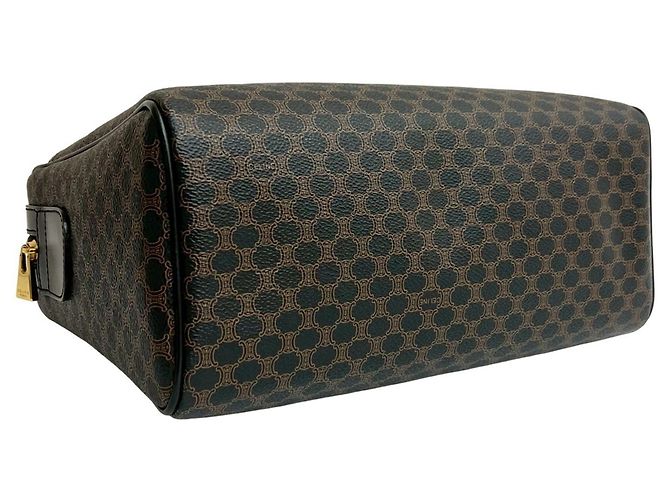 Céline Borsa in pelle con logo Triomphe Macadam di CELINE / Borsa Boston Marrone Nero - vista 7