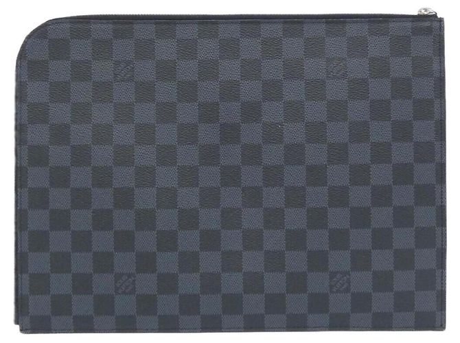Borsa Louis Vuitton Damier Cobalt Pochette Jour GM Nero Blu - vista 2