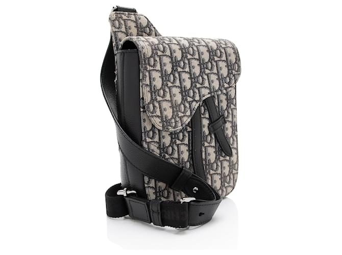 Borsa Messenger Dior Oblique Saddle Blu - vista 2