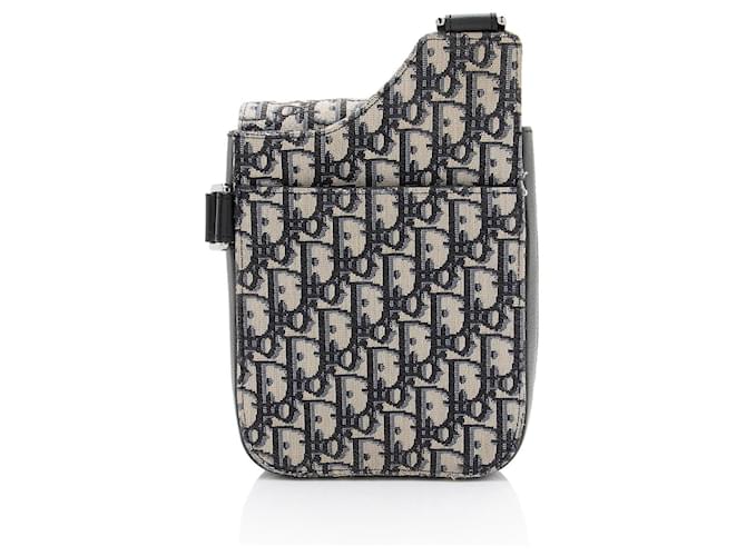 Borsa Messenger Dior Oblique Saddle Blu - vista 3