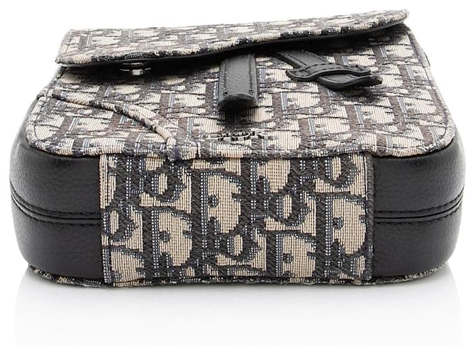 Borsa Messenger Dior Oblique Saddle Blu - vista 4