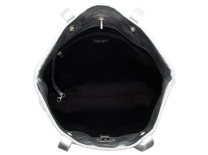Gabrielle Große Einkaufstasche Club Monaco aus metallischem Lammleder von Chanel Silber - Ansicht 7