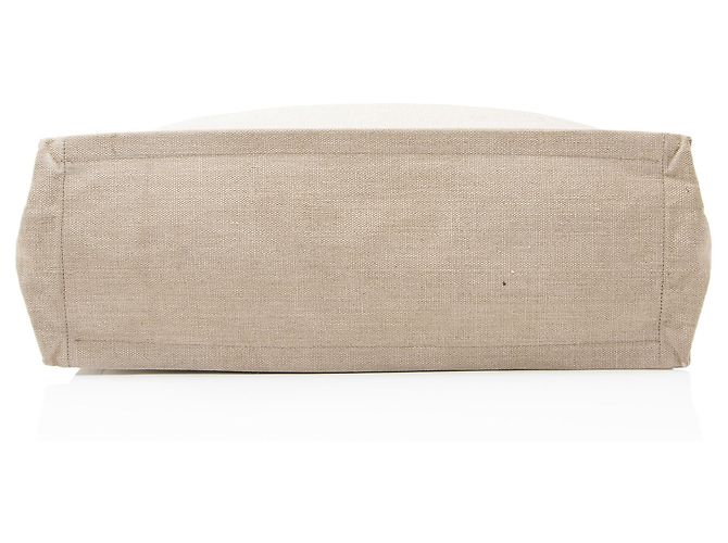 Saint Laurent Rive Gauche Große Tasche aus Canvas und Kalbsleder Braun Beige - Ansicht 4