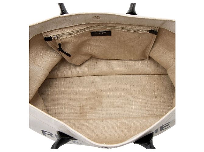 Saint Laurent Rive Gauche Große Tasche aus Canvas und Kalbsleder Braun Beige - Ansicht 7