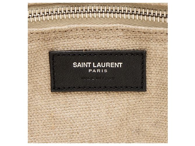 Saint Laurent Rive Gauche Große Tasche aus Canvas und Kalbsleder Braun Beige - Ansicht 8