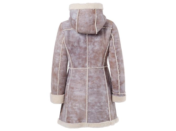 Abrigo largo de shearling para mujeres de Prada con capucha - '00s Castaño Beige - vista 3
