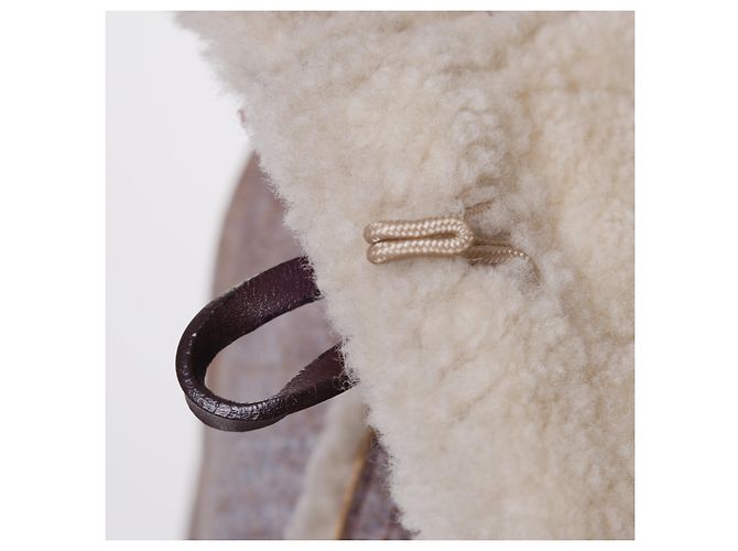 Abrigo largo de shearling para mujeres de Prada con capucha - '00s Castaño Beige - vista 4