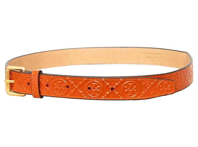 Leder-Gürtel mit eingeprägtem Tory Burch-Logo - '10s Orange - Ansicht 2