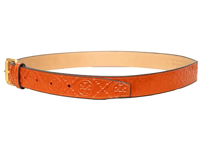 Leder-Gürtel mit eingeprägtem Tory Burch-Logo - '10s Orange - Ansicht 3