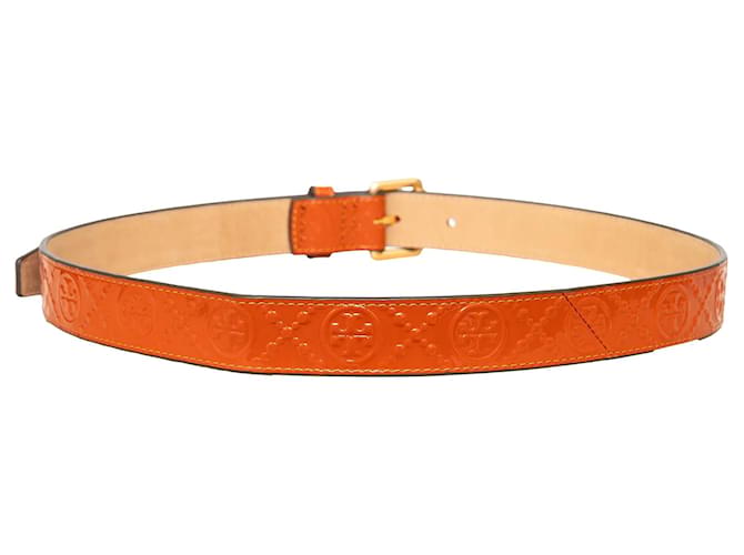 Leder-Gürtel mit eingeprägtem Tory Burch-Logo - '10s Orange - Ansicht 4