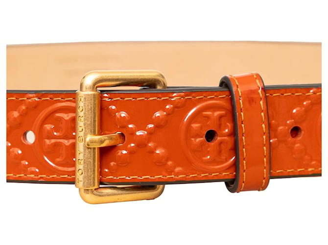 Leder-Gürtel mit eingeprägtem Tory Burch-Logo - '10s Orange - Ansicht 5