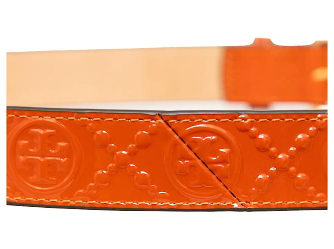 Leder-Gürtel mit eingeprägtem Tory Burch-Logo - '10s Orange - Ansicht 8