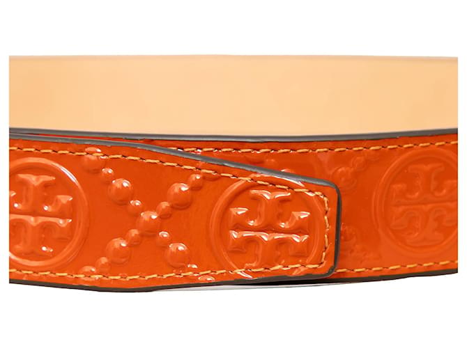 Leder-Gürtel mit eingeprägtem Tory Burch-Logo - '10s Orange - Ansicht 9