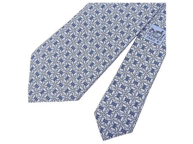 Cravatta in seta Chaine d'Ancre di Hermès Blu - vista 3