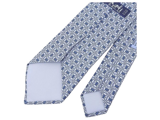 Cravatta in seta Chaine d'Ancre di Hermès Blu - vista 4