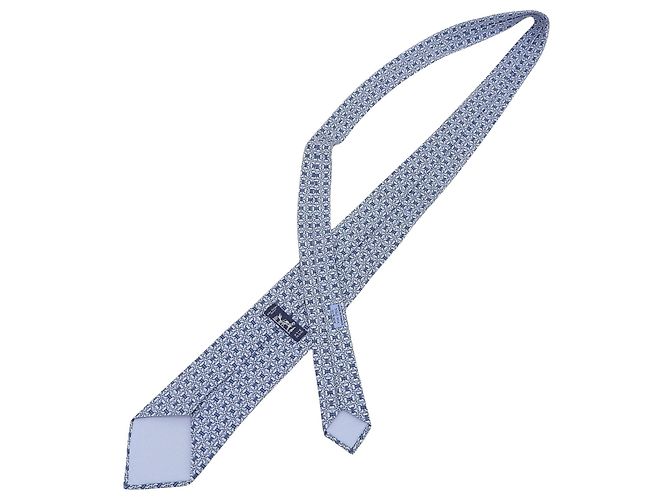 Cravatta in seta Chaine d'Ancre di Hermès Blu - vista 5