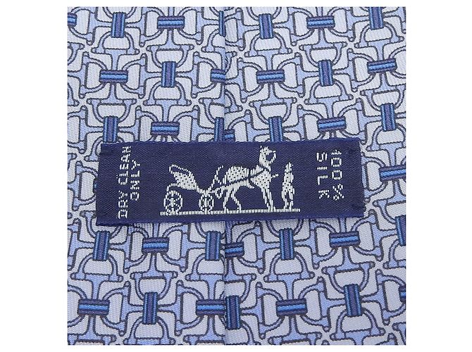 Cravatta in seta Chaine d'Ancre di Hermès Blu - vista 6