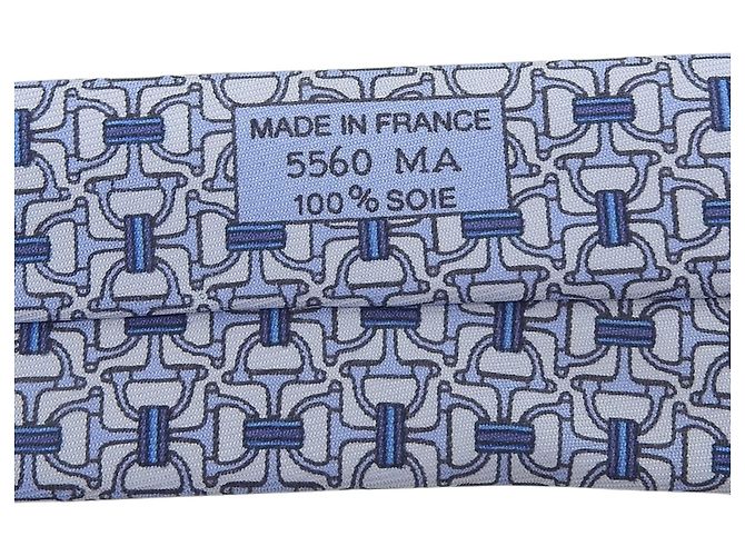 Cravatta in seta Chaine d'Ancre di Hermès Blu - vista 7