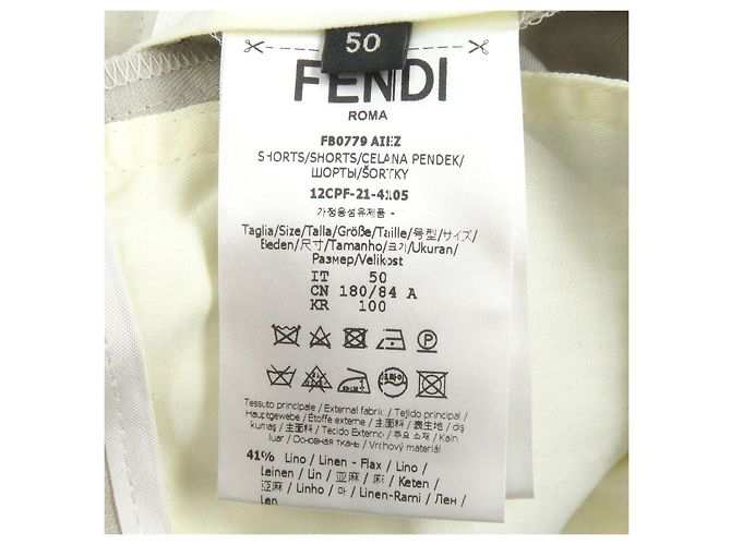 Bermuda de linho Kinari FB0779 da Fendi Bege - vista 7