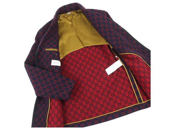 Abrigo de lana jacquard GG de Gucci Azul - vista 3